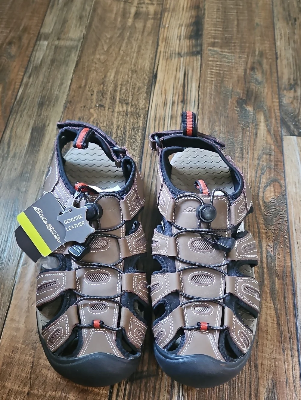New Eddie Bauer Brown Leather Closed-Toe Sandals - Sporty Outdoor Shoes